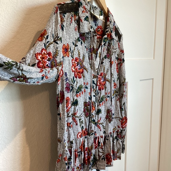 Anthropologie Maeve Janie Long-Sleeve Blouse Black Floral 12 PETITE Like-New - Picture 5 of 14